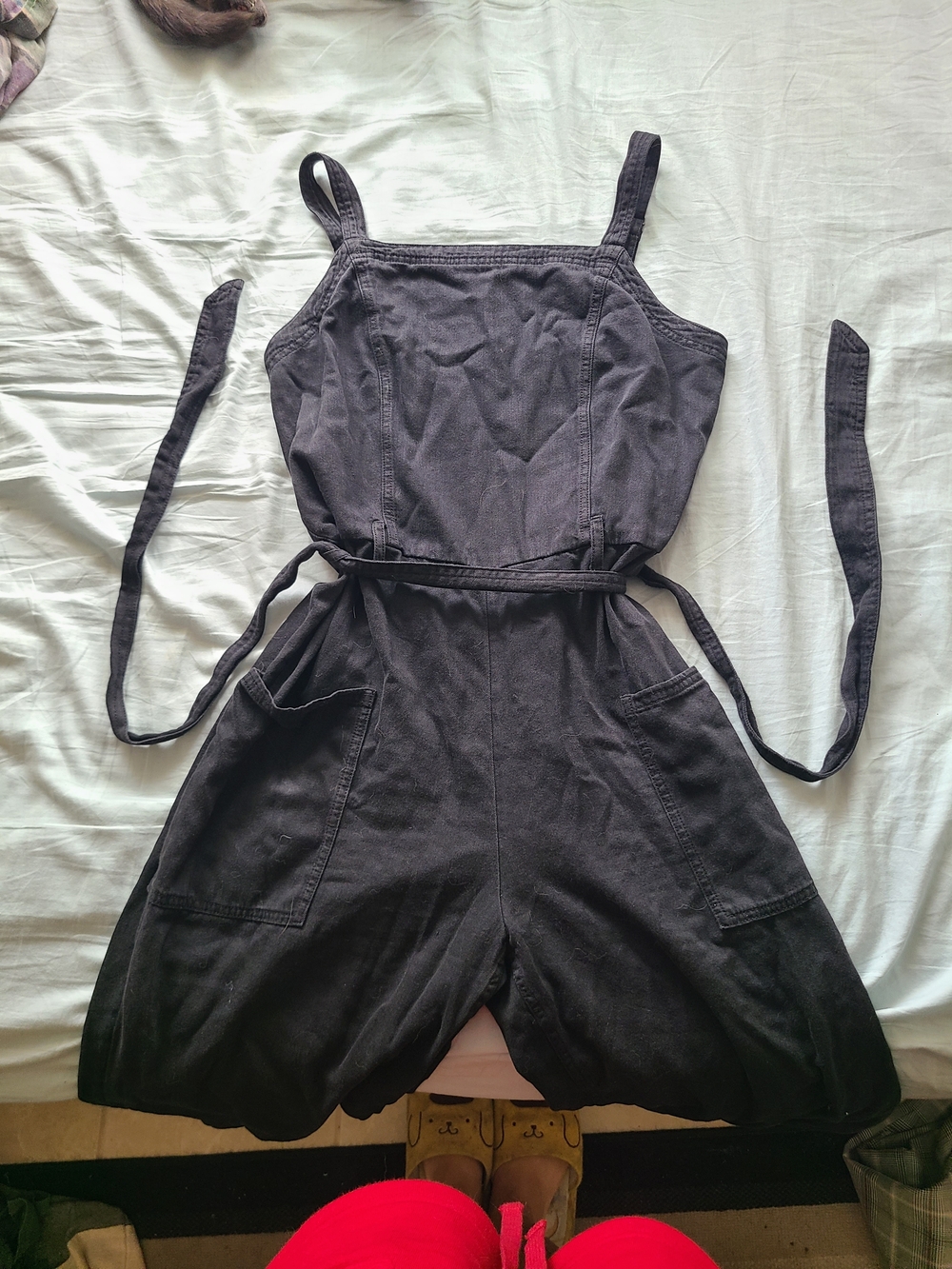 Old Navy Black Cotton Jumpsuit with Tie Waist